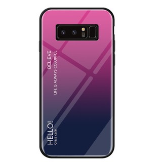 For Samsung Note 8 Gradient Aurora Tempered Glass Clear Back Phone Case