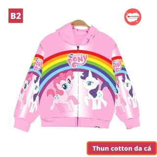Áo khoác bé gái Pony từ 9-43kg - Thun cotton da cá in 3D cực chất - Tomchuakids