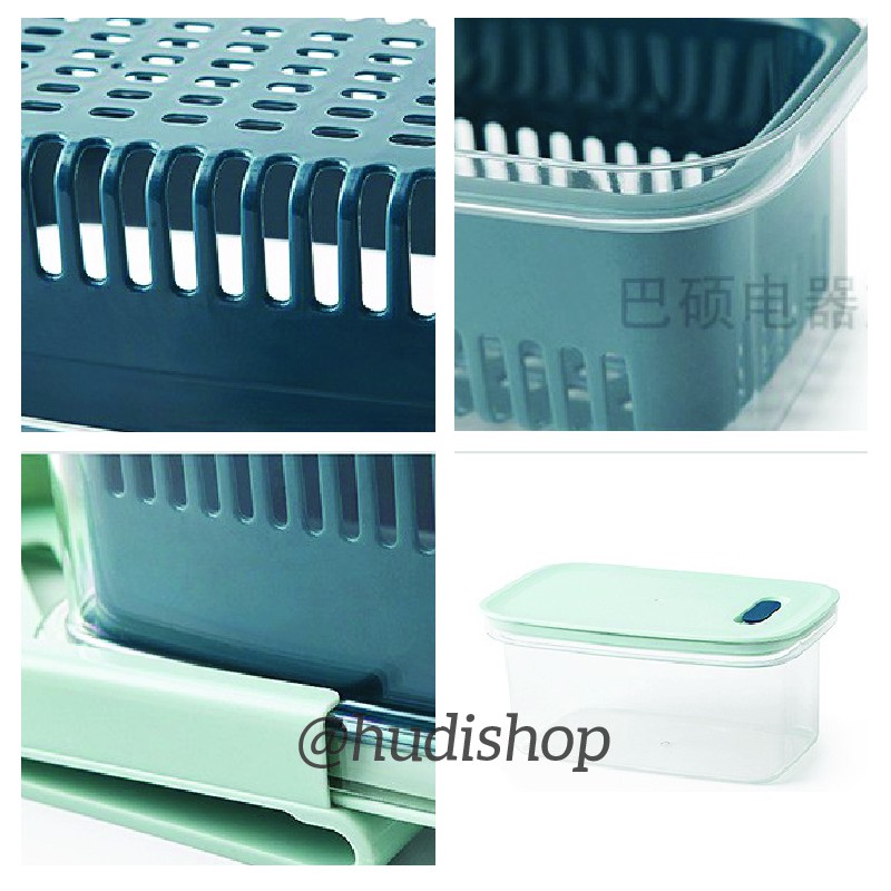 Hộp Nhựa Đựng Thực Phẩm Cao Cấp, 2 Ngăn Có Nắp, Khay Để Tủ Lạnh Tiện Lợi Chống Mùi, Chống Vi Khuẩn - GD370 Hudishop | BigBuy360 - bigbuy360.vn