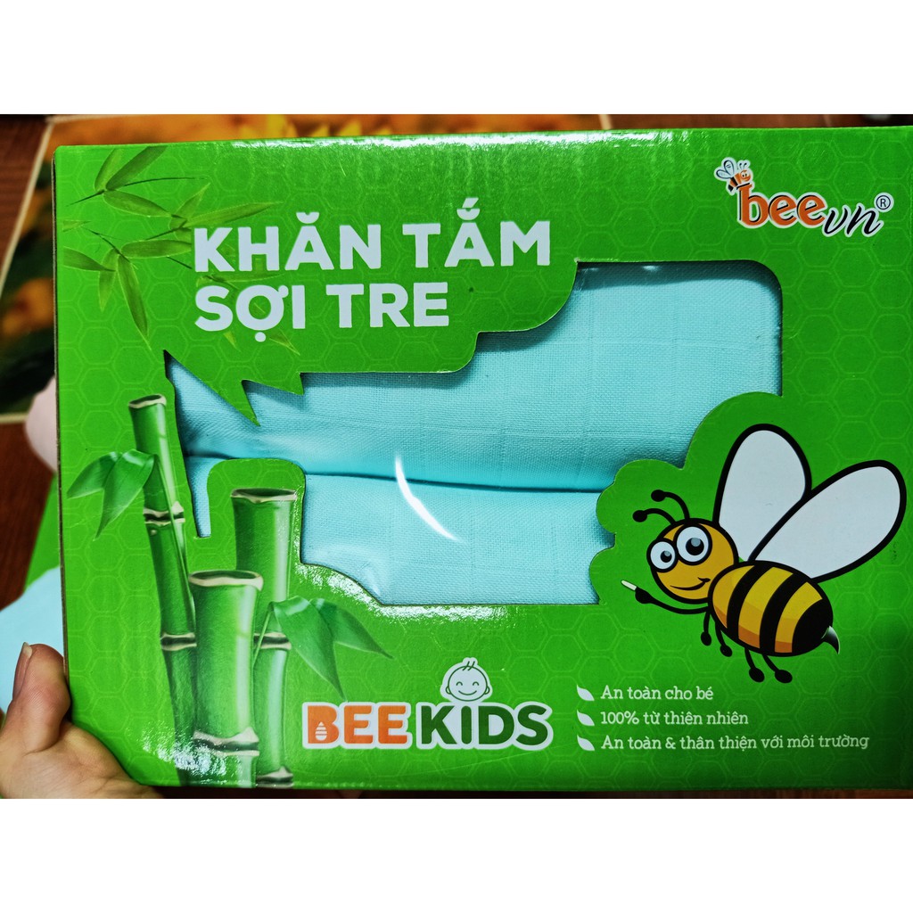 Khăn tắm  sợi tre BEE KIDS  100*120cm hộp 2 cái