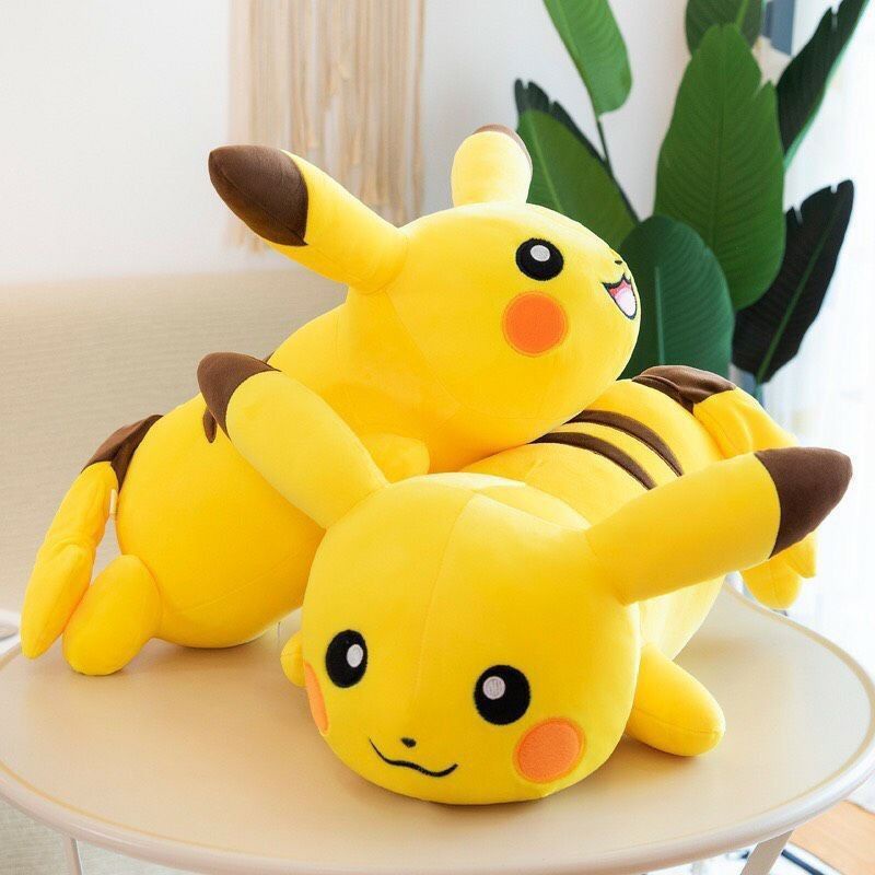 Gấu bông gối ôm hình pikachu vải nhung nì ngộ nghĩnh siêu đáng yêu 45cm