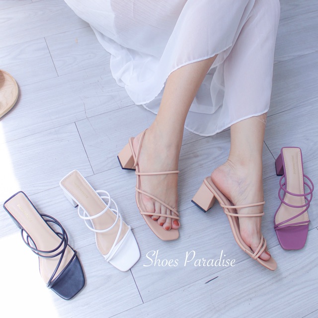 GIÀY SANDAL NỮ CAO GÓT QUAI MẢNH ĐẾ VUÔNG 5CM QUAI MANH SHOES PARADISE