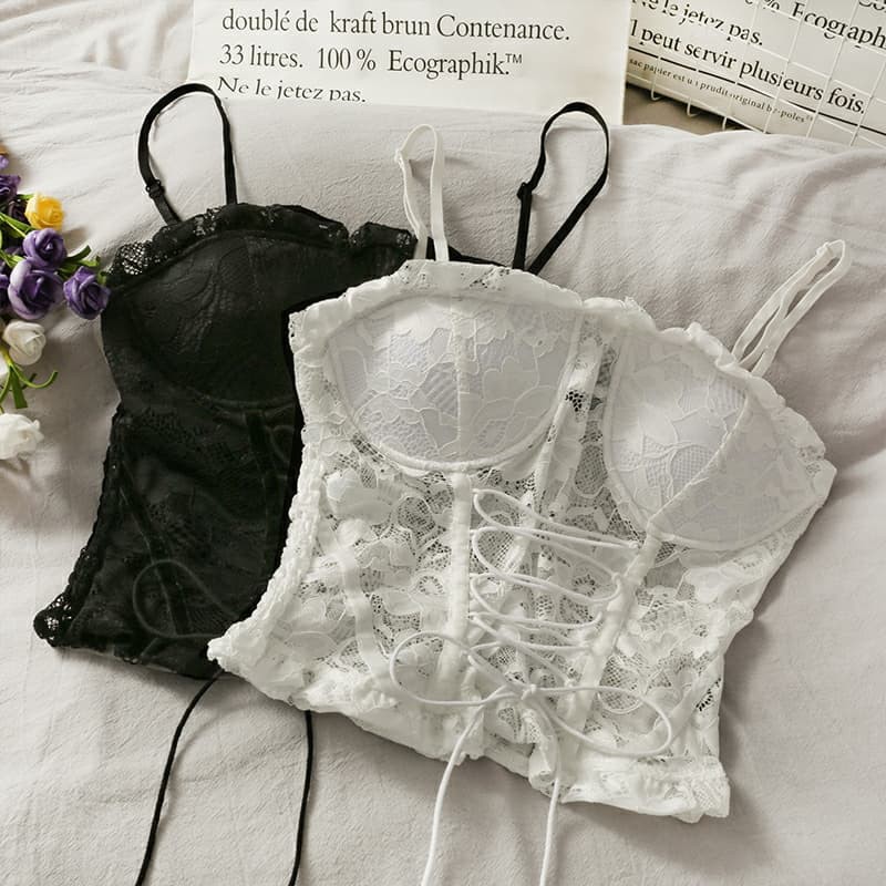 Corset ren trắng/đen thời trang