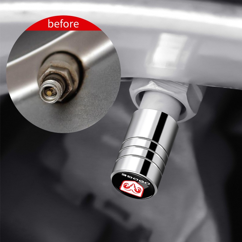 Bộ 4 Nắp Đậy Bảo Vệ Lốp Xe Hơi Bằng Nhôm Hai Màu In Logo Cho Dodge Caliber Ram Durango Charger SRT