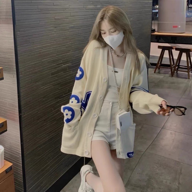 Áo Khoác Cardigan M Tay Hoa Màu Be Ulzzang Hàn Quốc | BigBuy360 - bigbuy360.vn