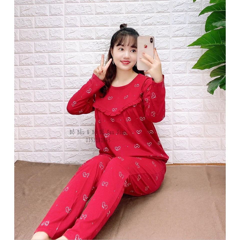 [SIZE 50-70KG]Bộ Đồ Bầu Sau Sinh Gấu Kéo Khoá Ngang Cho Mẹ