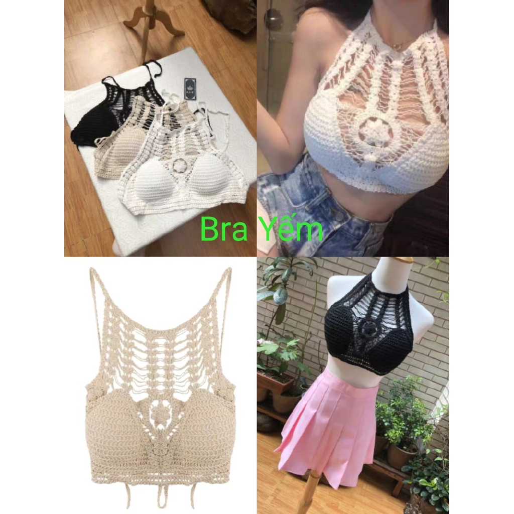 áo bikini bra yếm đan móc dệt kim xinh xắn sexy