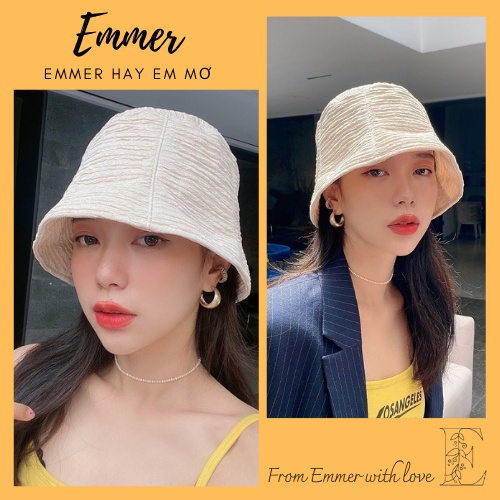 Mũ tai bèo nữ chống nắng thời trang, nón bucket siêu nhẹ vải dập vân ngang ulzzang, Emmer191