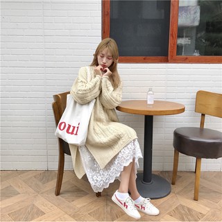 [ Có sẵn ] Váy len xẻ ulzzang ( có ảnh thật + clip )
