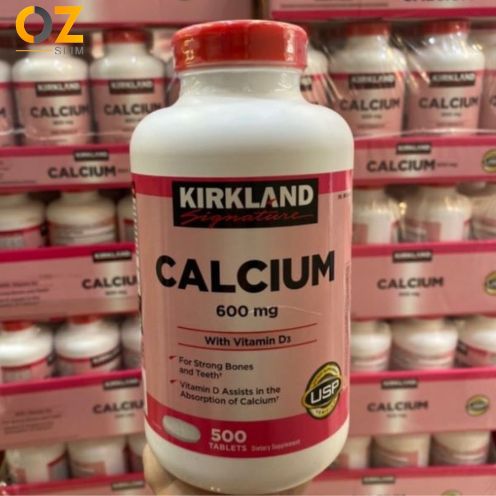 Canxi cho người lớn Kirkland Signature Calcium 600mg with Vitamin D3 phát triển hệ thống xương, phòng loãng xương OZSlim