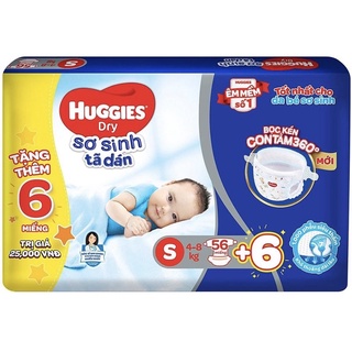 Tã dán sơ sinh Huggies size S 56 miếng