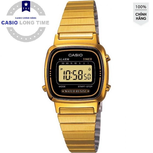 ĐỒNG HỒ NỮ CASIO LA670WGA-1DF Gold - Dây kim loại - Chống nước