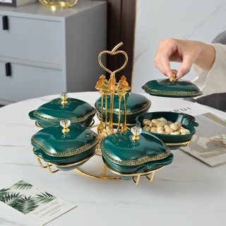 Khay mứt sứ - Khay mứt tết - Khay sứ đựng mứt tết 5 ngăn kèm thìa