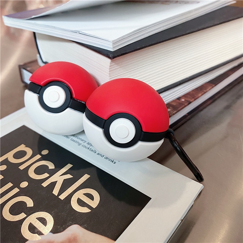Vỏ Bảo Vệ Hộp Sạc Tai Nghe Baseus WM02 Không Dây Bằng Silicon Hình Quả Bóng Pokemon 3D