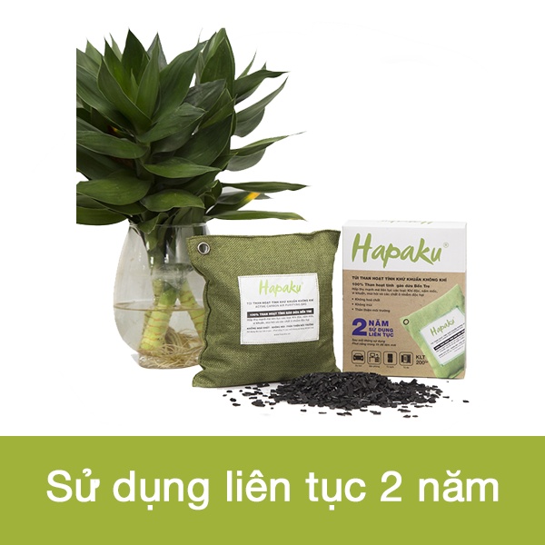 Túi than hoạt tính khử mùi xe hơi Hapaku - 100% từ gáo dừa Bến Tre [500gr]