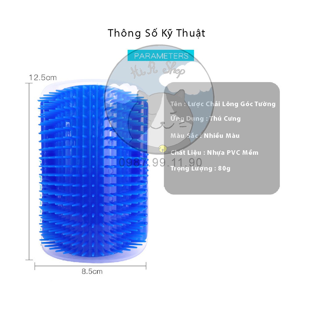 [FullBox] Lược Chải Lông Chó Mèo Gắn Tường Cọ Má Massage Chất Liệu Nhựa PVC Tặng Kèm Canip An Toàn Dành Cho Thú Cưng