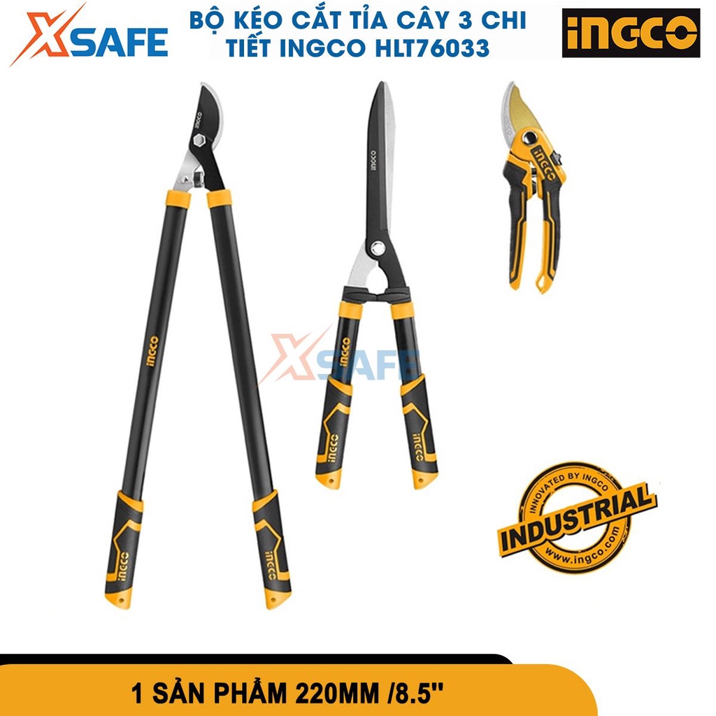 Bộ 3 kéo cắt tỉa cây INGCO HLT76033 chất liệu thép cr-V, kích thước 74cm, 58cm, 22cm - chính hãng
