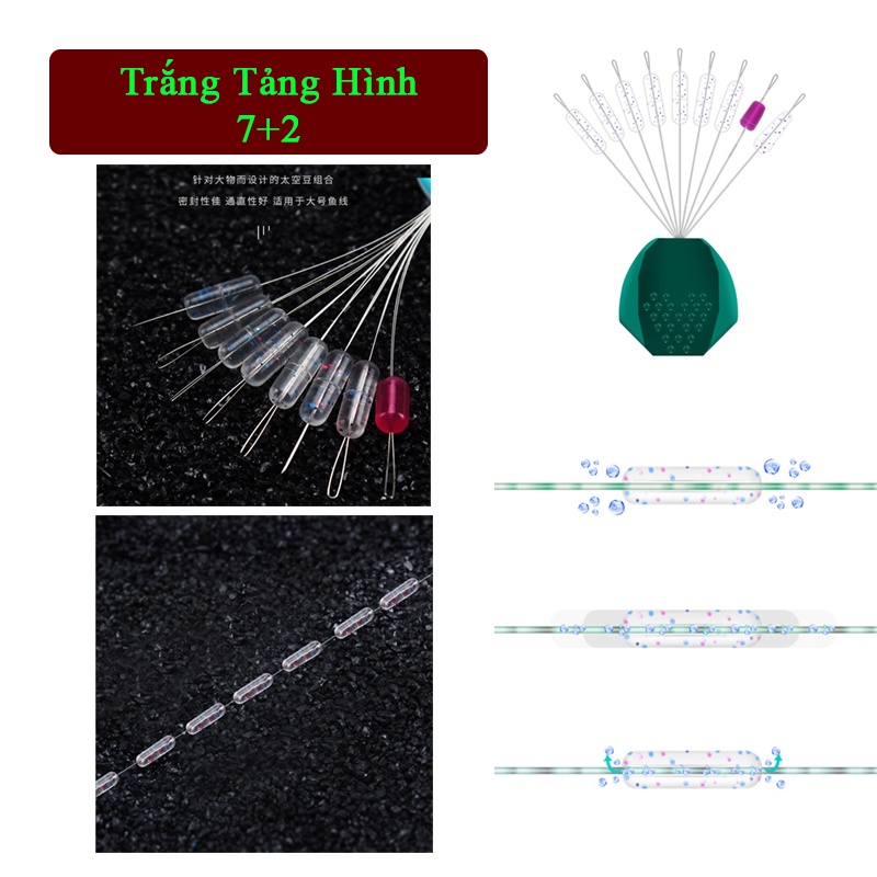 Hạt Chặn Phao Silicon trong suốt - hạt chặn câu đài cao cấp Xanh ngọc, tảng hình, dạ quang AA56