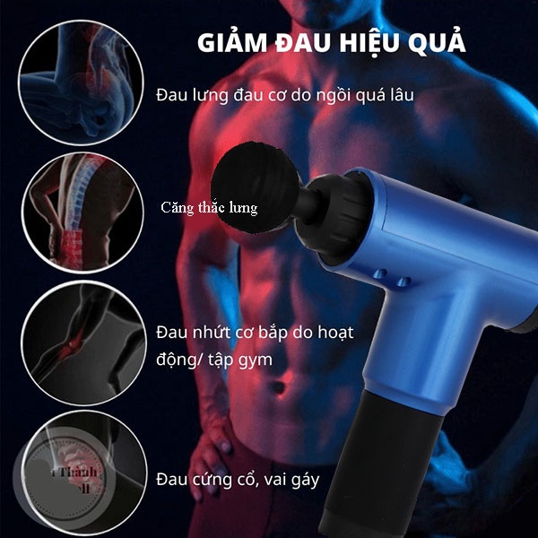 Máy Massage Cầm Tay Mini 6 Chế Độ Kèm 4 Đầu Massage Làm Giảm Đau Nhức Toàn Thân