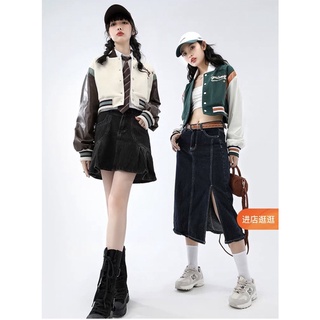 (có sẵn)áo khoác bomber lửng phối tay da