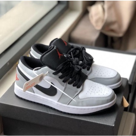Giày Jodan Xám Chỉ Đỏ Thấp Cổ,Giày Thể Thao Jodan Smoke Grey Thấp Cổ Full Box