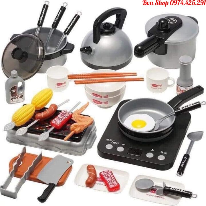 Bộ Đồ Chơi Nhà Bếp Cho Bé, Trò Chơi Nấu Ăn,Các Dụng Cụ Giống Đồ Thật 99%
