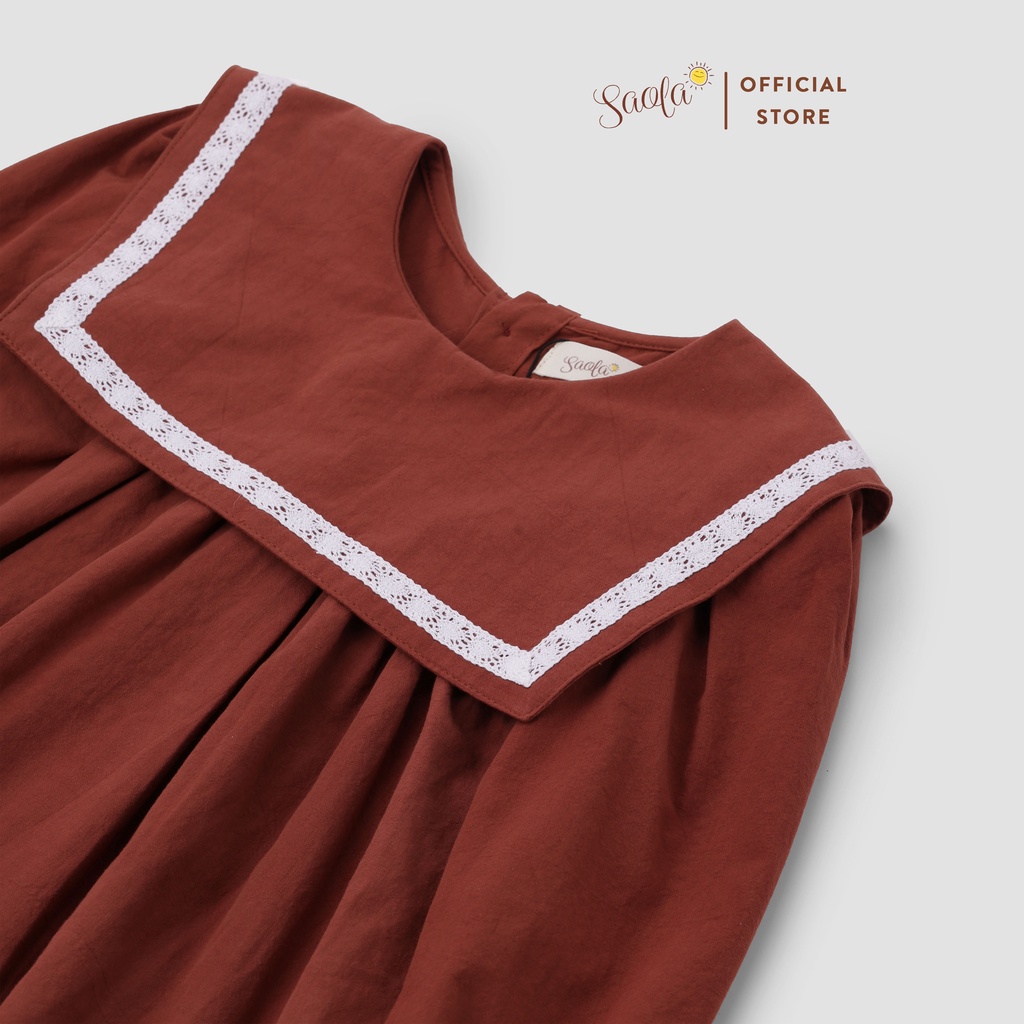 Váy bé gái SAOLA KIDS Tay Dài Đỏ Ghạch Công Chúa Xinh Đẹp Cho Trẻ Em Gái Từ 1,2,3,4,5,6 Tuổi - DRC022