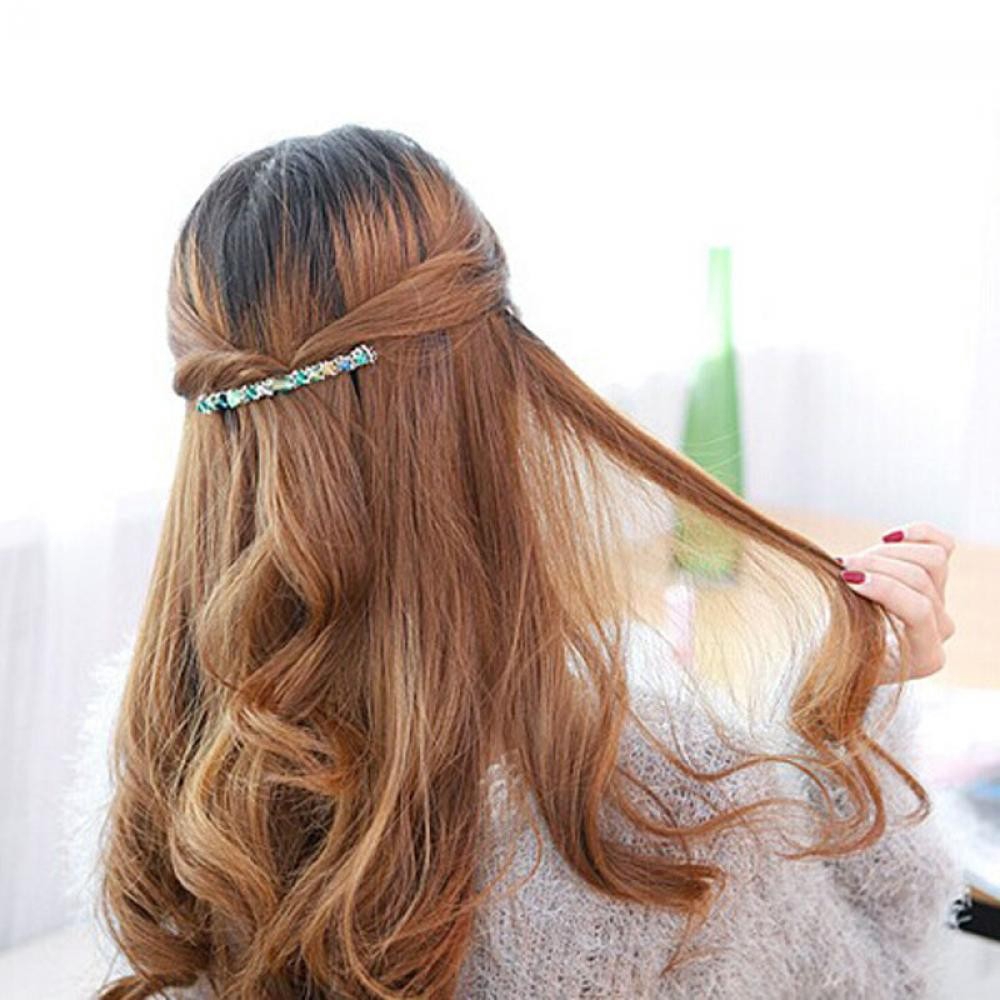 Kẹp tóc kim loại đính đá màu sắc lấp lánh cho nữ