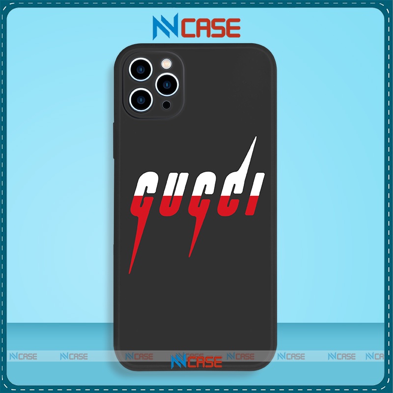 Ốp lưng điện thoại iPhone Gucci cạnh viền vuông silicon dẻo bảo vệ camera ip 6/6s/7/8/X/XS/XR/11/12/13/14 Pro Plus Max