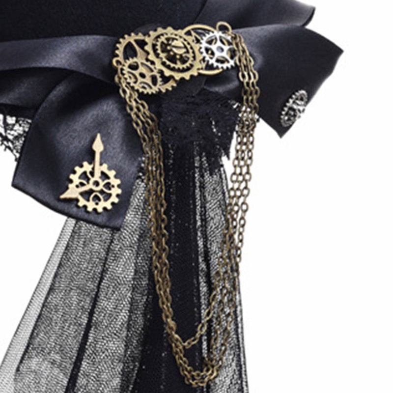 Xiangbao Mũ Đội Đầu Hóa Trang Halloween Phối Ren Diềm Xếp Nếp Phong Cách Steampunk Gothic Cổ Điển Cho Nữ