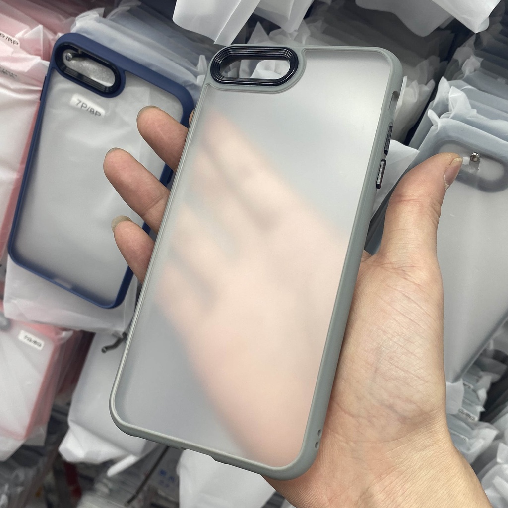 Ốp Điện Thoại PC Cứng Viền TPU Dẻo Màu Nhám Kèm Nút Hợp Kim Nhôm Chống Sốc Cho iPhone 7 Plus 8 X XS MAX XR 11 PRO SE2 SE3