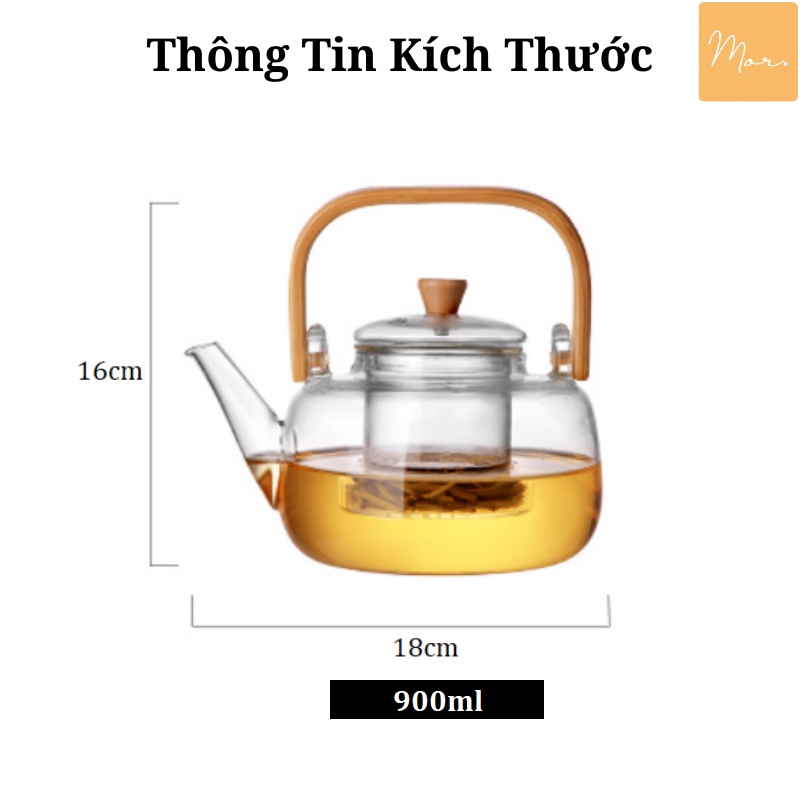 Ấm trà thủy tinh chịu nhiệt - 900ml - AT12