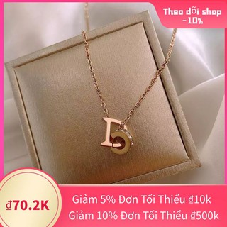 Dây Chuyền Titan Thép Không Phai Màu Khoen Tròn Phối Chữ D Đơn Giản Thời Trang