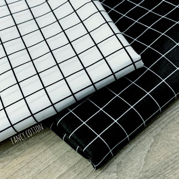 (hàng Mới Về) Vải Cotton Kẻ Sọc Trắng / Đen 4.4 Phong Cách Nhật Bản