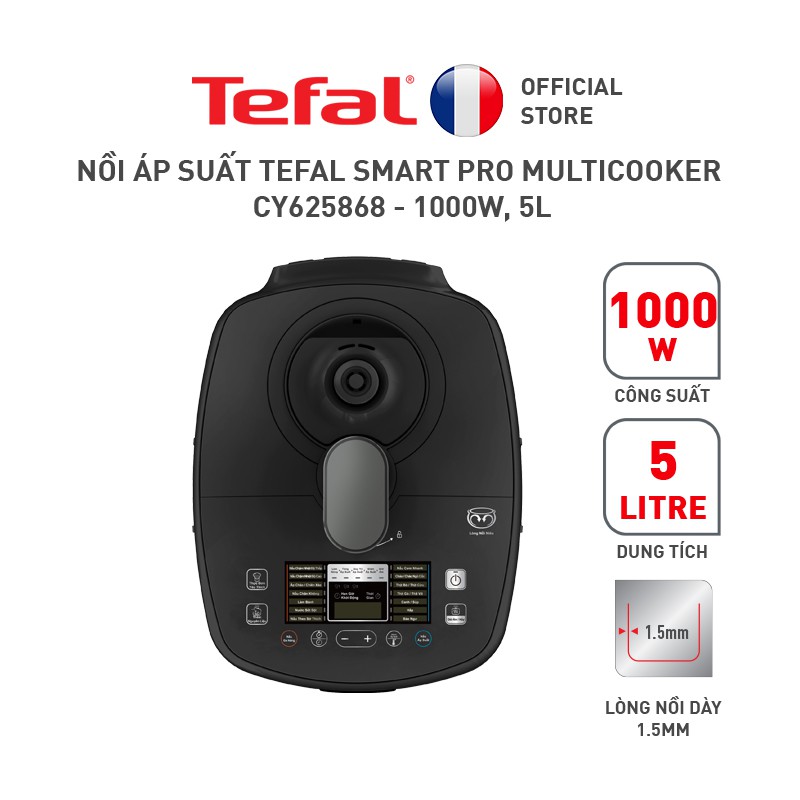 [Mã ELTEFALWL5 giảm 10% đơn 500K] Nồi áp suất Tefal Smart Pro Multicooker CY625868 - 1000W, 5L