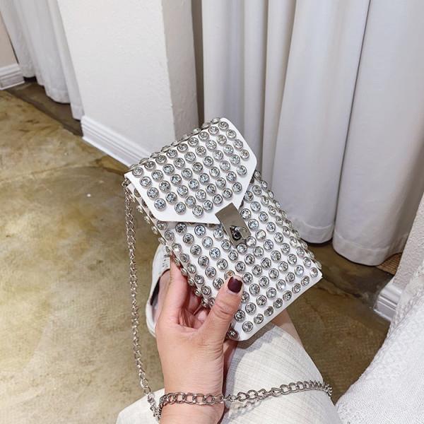 Túi Đeo Chéo Mini Đựng Điện Thoại Đính Đá Thời Trang Mùa Hè Cho Nữ