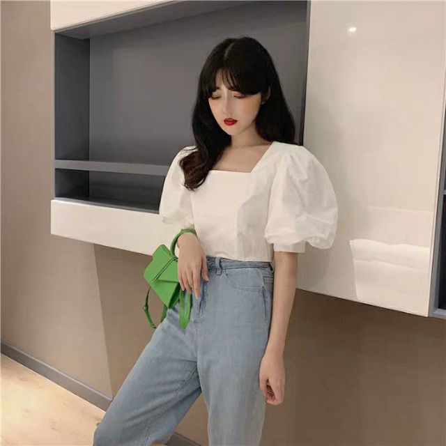 (SẴN) Áo croptop cổ vuông tay phồng M3 BETTER | BigBuy360 - bigbuy360.vn