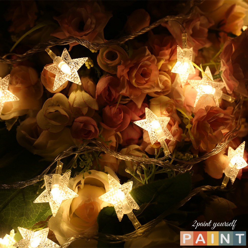 Dây đèn LED trang trí phòng ngủ dài 10 mét 100 đèn sao, đèn ngủ treo tường decor (Có điều khiển từ xa) 2PAINT