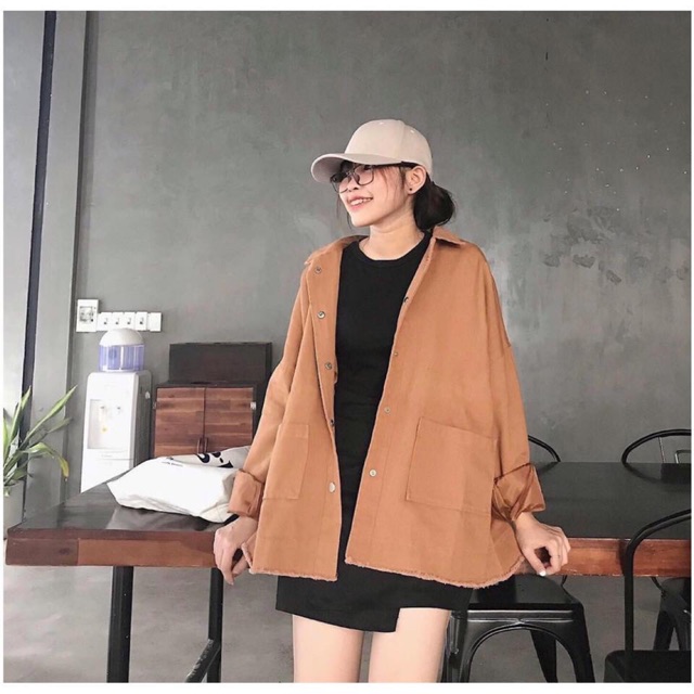 Áo khoác Kaki Punmàu NÂU/ĐEN/ Nam nữ UNISEX/FREESHIP 99K ❤️