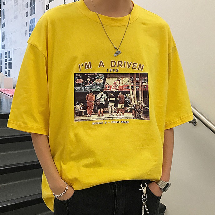 Áo tay ngắn dáng rộng phong cách Hàn Quốc trẻ trung cho nam size M-5XL