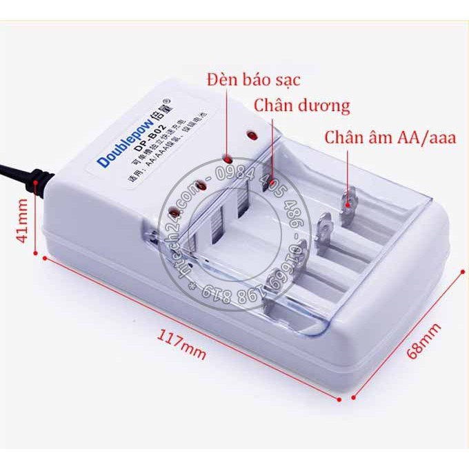 Bộ sạc pin AA, AAA đa năng DP B02