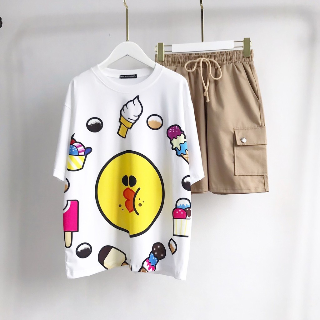 Áo Nữ tay lỡ unisex 3D cartoon BROWN CONY SALLY LEONARD EDWARD LINEFRIENDS