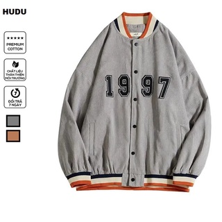 Áo khoác bomber nam nữ màu xám vải nhung, áo bomber unisex form rộng