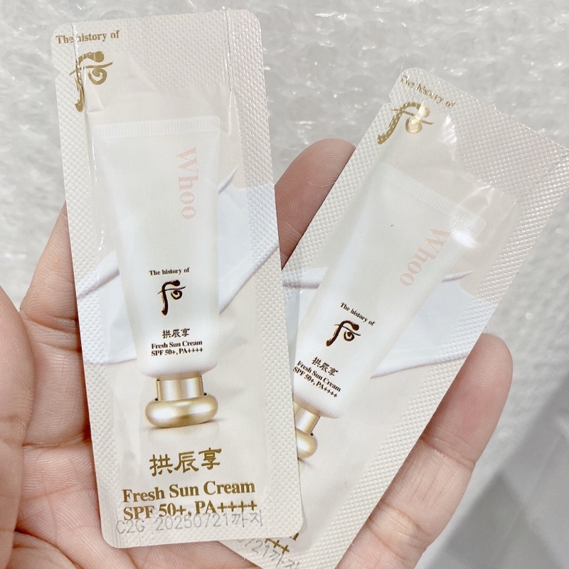 Combo 10 gói chống nắng Whoo Gongjinyang Fresh Sun Cream  SPF 50+, PA++++ mẫu mới