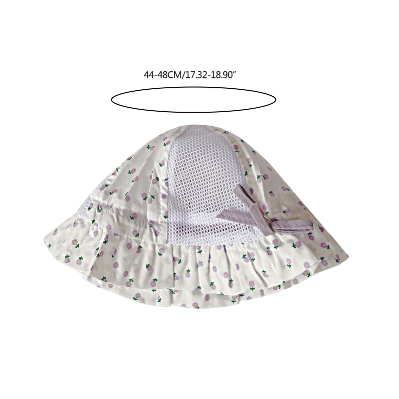 Mũ Tai Bèo Vành Rộng Phối Lưới Chống Tia UV Họa Tiết Hoa Thời Trang Xuân Hè Cho Bé Gái Sơ Sinh