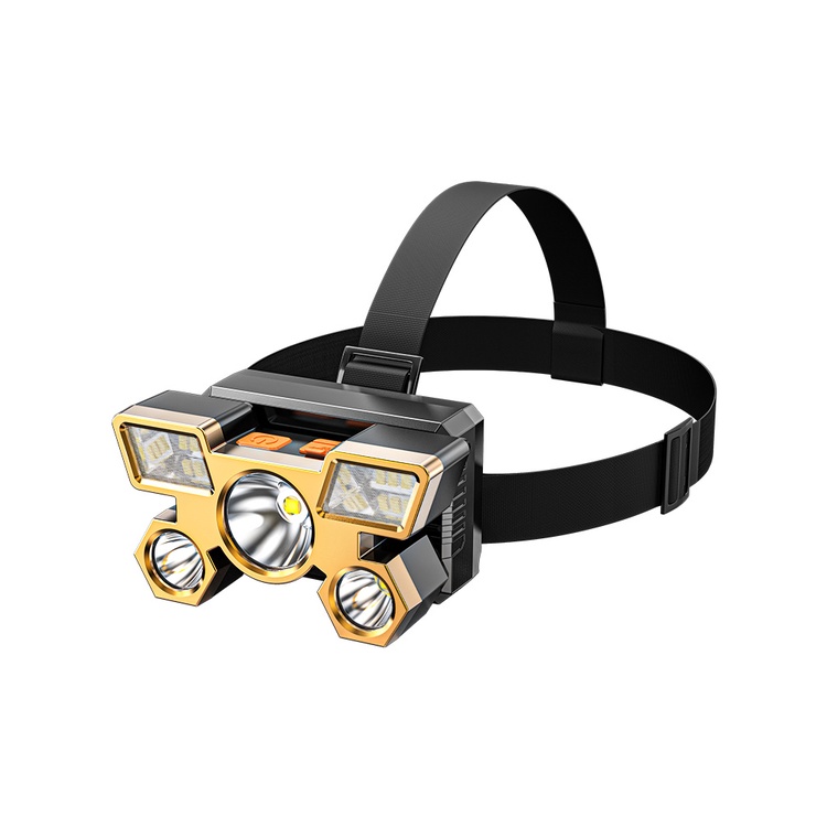 Đèn Pin Đội Đầu 5 Bóng, Đèn Pin Siêu Sáng Tích Điện Chống Nước Thích Hợp Đi Dã Ngoại ĐÈN AKIO