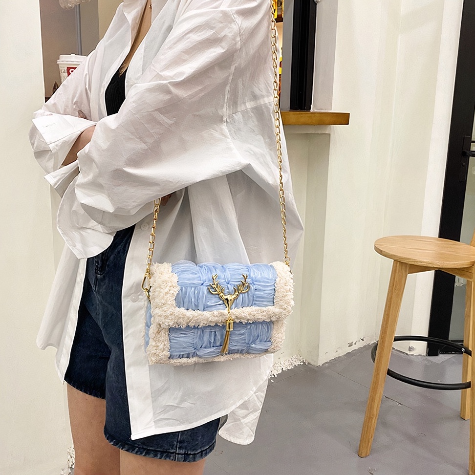 Túi handmade tự đan, túi đeo chéo ruy băng phối len thời trang Hàn Quốc - Bộ phụ kiện đầy đủ LX304