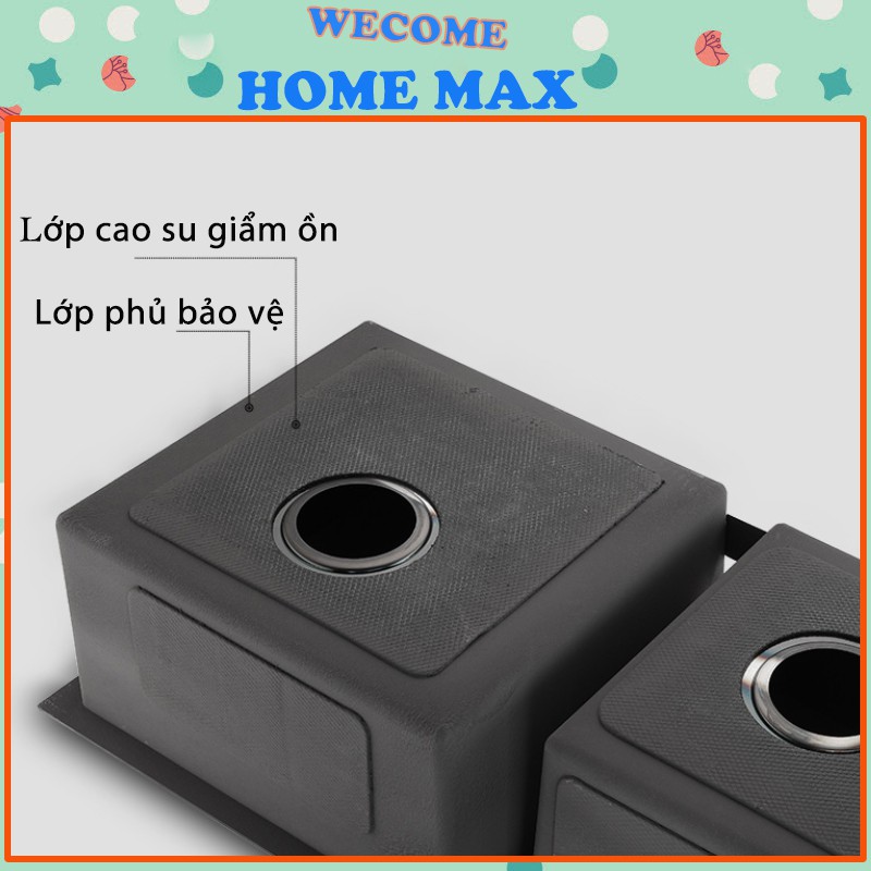 Chậu bồn rửa bát chén 2 hố inox 304 nano đen dày 3.3mm giật cấp hàng chính hãng bảo hành 24 tháng .