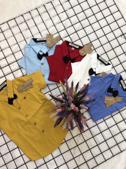 [ XẢ HÀNG ]Áo sơ mi ngắn tay bé trai, chất lenni cotton đẹp, mịn, mát, cực co dãn