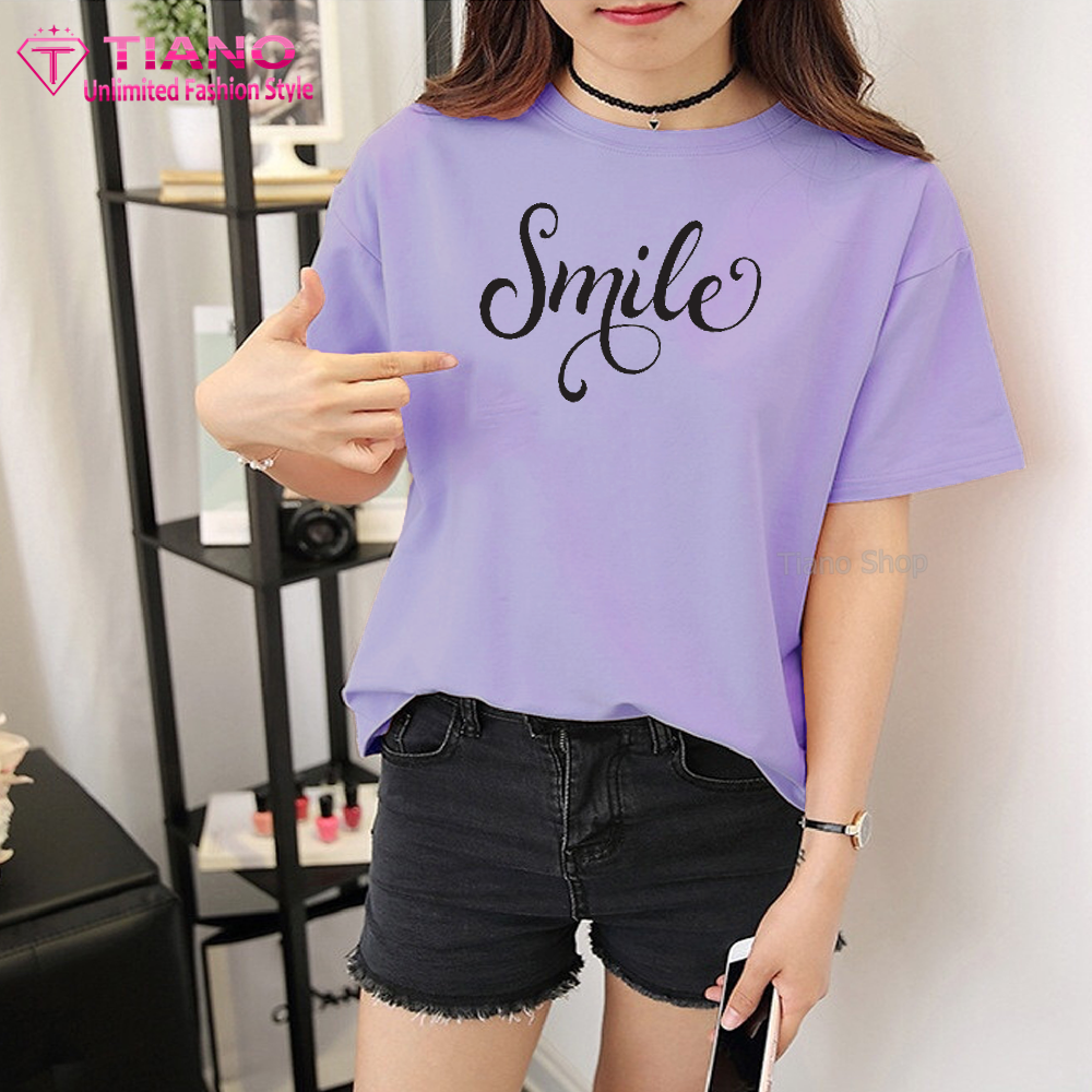 Áo thun nữ in hình Smile form rộng hàn quốc AT-122